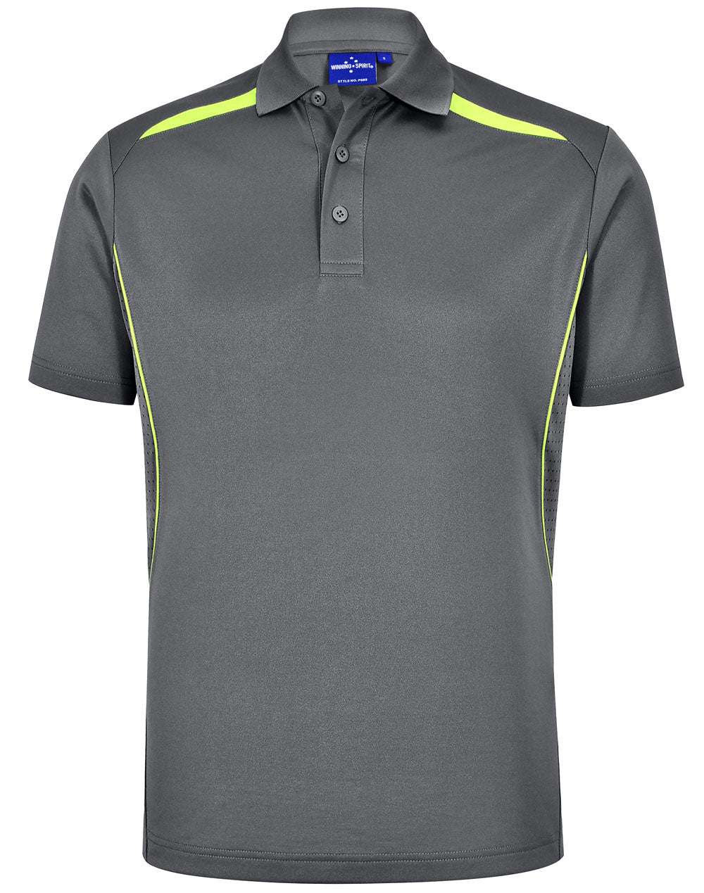 Winning Spirit Men's Sustainable Poly-Cotton Contrast Polo PS93 Casual Wear Winning Spirit Ash/Lime XS 